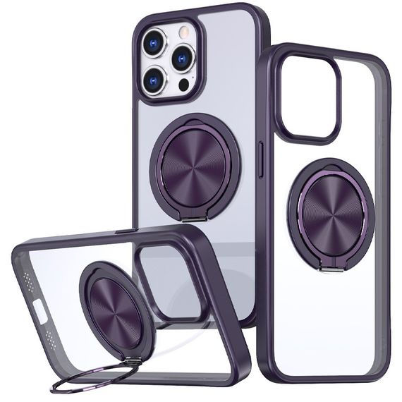 TPU+PC чехол Metal Ring with MagSafe для Apple iPhone 15 Pro Max (6.7") Темно-фиолетовый