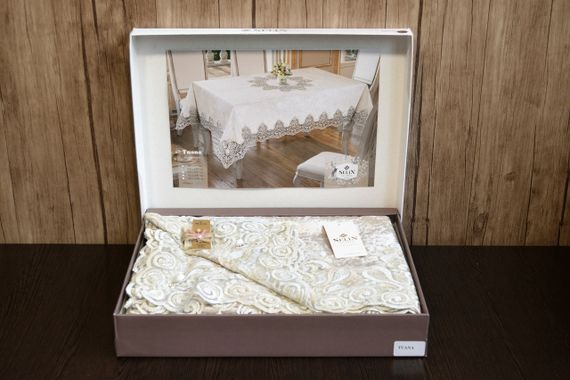 Велюрова скатертина Selin Tuana 160х350 Бежевий | Зображення 1