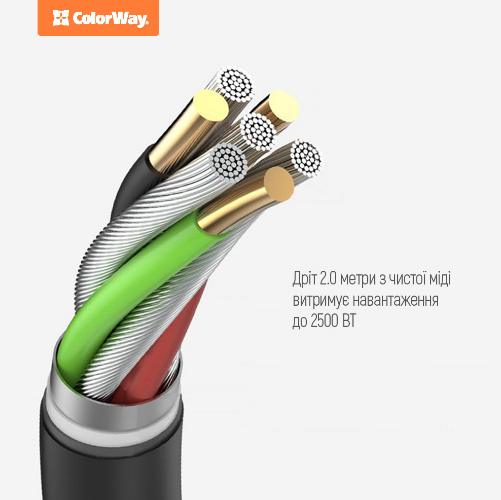 Фільтр мережевий 6 розеток/4USB 2м чорний CW-CHE64B ColorWay | Зображення 5