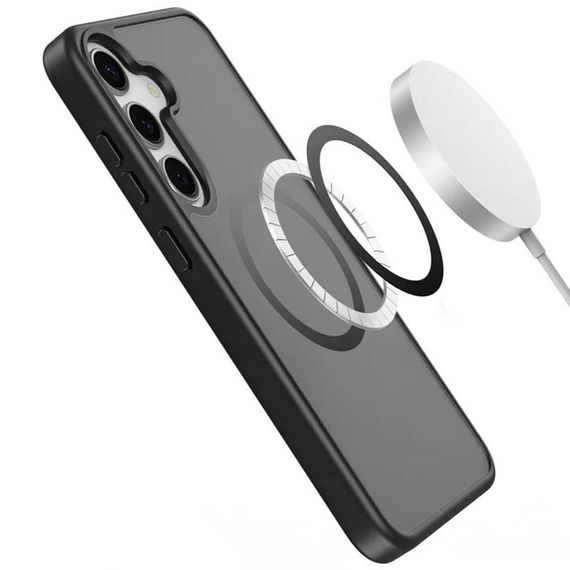 TPU+PC чохол Metal Buttons with MagSafe Colorful для Samsung Galaxy S24+ Чорний / Black | Зображення 3