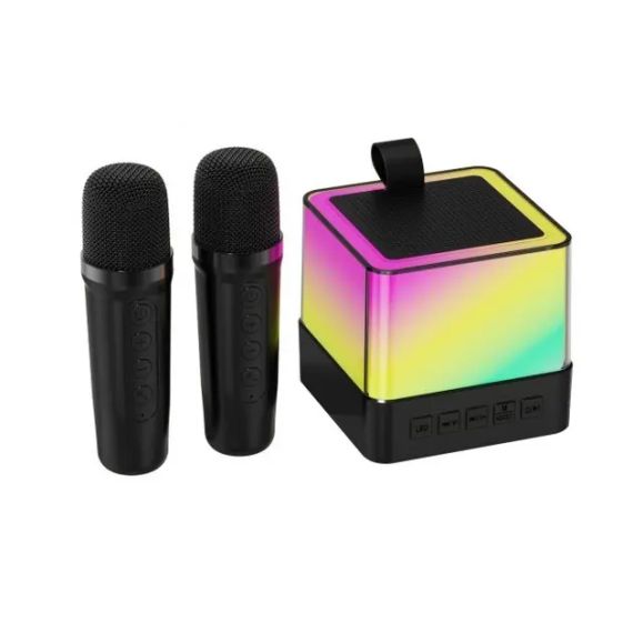 Портативна Bluetooth колонка K18 з LED підсвічуванням 2 мікрофони чорний | Зображення 6