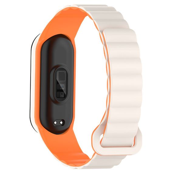 Ремінець Dual-color Magnetic для Xiaomi Mi Band 7/6/5/4/3 White / Orange | Зображення 1