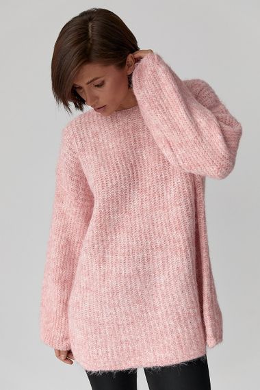 Подовжений джемпер легкої в'язки - пудра цвет, ONE SIZE (є розміри) | Зображення 4