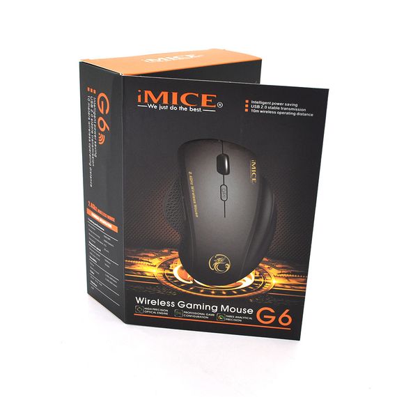 Миша бездротова iMICE G6, 6 кнопок, 800/1200/1600 DPI, 2.4Ghz 10м, Windows xp/Vista/Win7/8/10 Mac OS X, 1*AA, Red, COLOR BOX, Q60 | Зображення 1