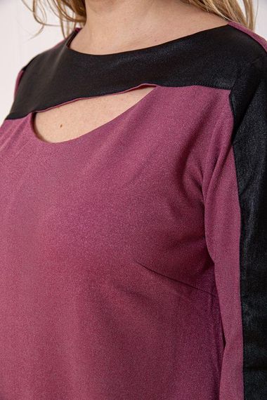 Короткое платье с рукавом 3/4 и вставками из кожзама цвет Фуксия102R082 | Зображення 4