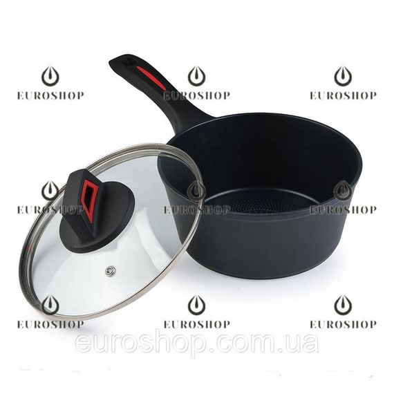 Ківш каструля Edenberg EB-13090 1,5 л, 18 см, з термоіндикатором, антипригарне покриття, індукційне дно, кришка, ковшик круглий