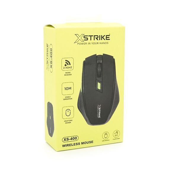 Миша бездротова XSTRIKE XS-400, 1600/2400DPI, Black, 2.4GHZ, Black, Box | Зображення 1