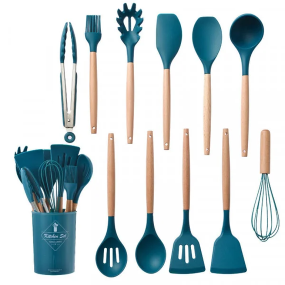 Набор кухонных принадлежностей силиконовый  Kitchen Set RB-2239 синий (12 предметов) | Зображення 1