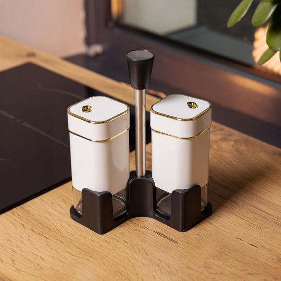 Набір для спецій на підставці 2 баночки для солі та перцю по 120 мл Білий HP-1311 | Зображення 4