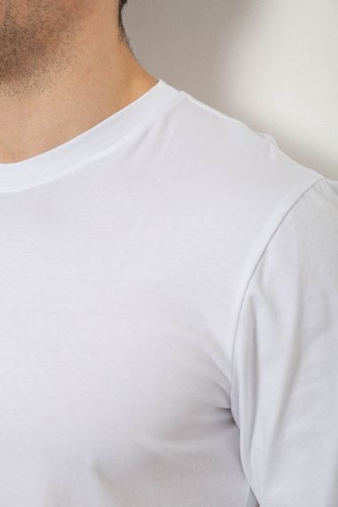 Футболка чоловіча однотонна, колір білий, 238R155 | Зображення 4