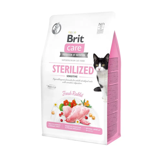 Сухий корм Brit Care Cat Grain Sterilized Sensitive для дорослих стерилізованих кішок кролик, 400 г