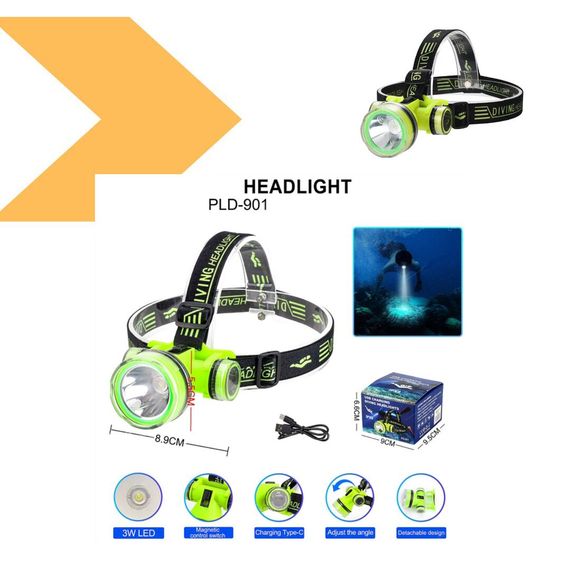 Підводний налобний ліхтар з яскравим білим світлом XPRO SQ-901D-OSL (47074-SQ-901D-OSL_155) | Зображення 1