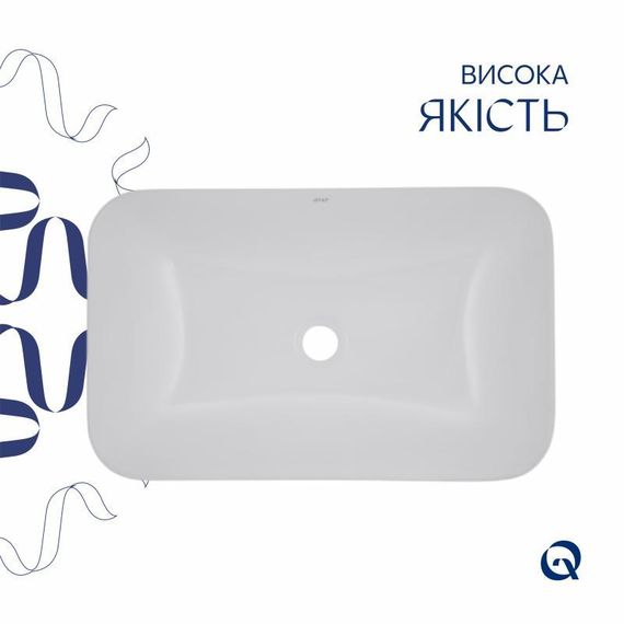 Комплект Qtap Scorpio: Раковина врізна прямокутна 615х390х150 мм White + Донний клапан PU02 | Зображення 3
