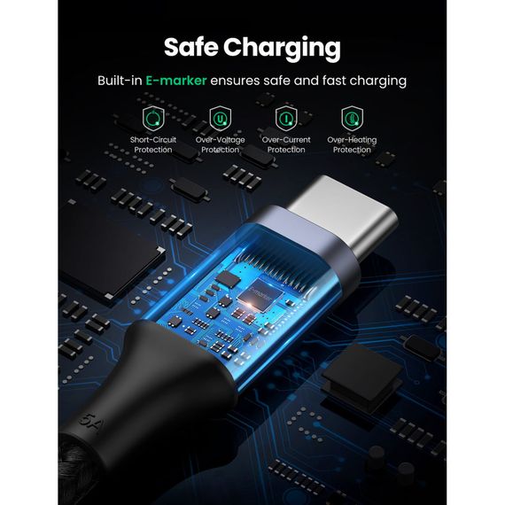 Дата кабель USB-C to USB-C 3.0m 5A 100W US316 Black Ugreen (90120) | Зображення 4