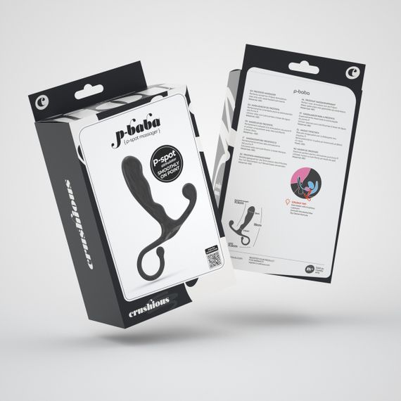 Масажер простати з рельєфом Crushious P-BABA, чорний, 15 х 3 см Sex Aura | Зображення 1