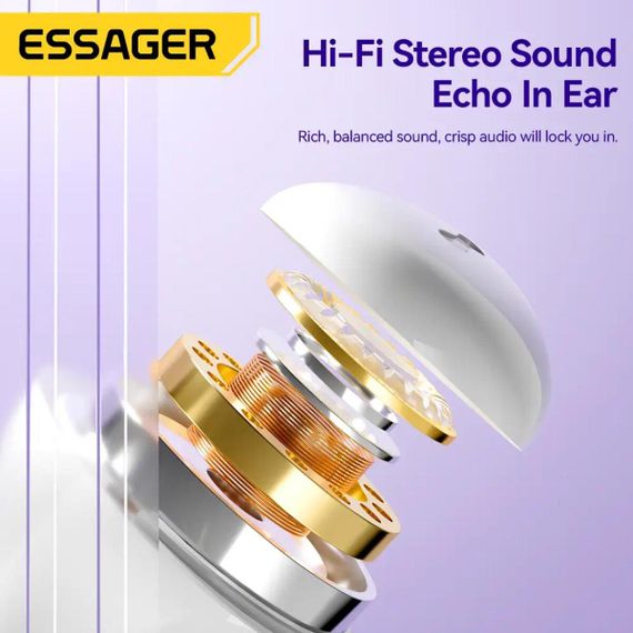 Бездротові навушники ESSAGER (color box) Shining TWS Bluetooth earphones White | Зображення 2