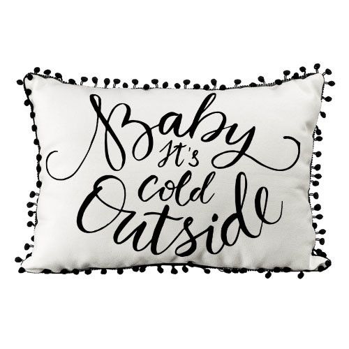 Подушка из мешковины с помпонами Baby it`s cold outside 45x32 см (43PHBP_19NG002)