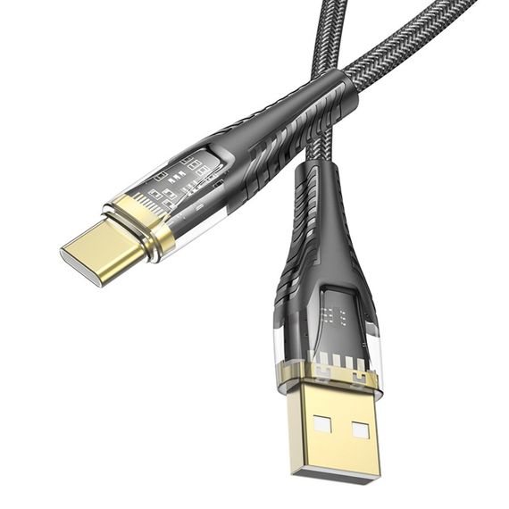 Кабель Hoco U121 з індикатором USB to Type-C 1.2m black | Зображення 1