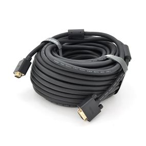 Кабель VEGGIEG VG-20 VGA 3 + 6, 20 m, male to male (тато-тато), OD-8.0mm, 2 фериту, круглий Black, конектор