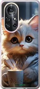 Чохол на Huawei Nova 8 Pro Білий кіт "5646u-2246-2448"