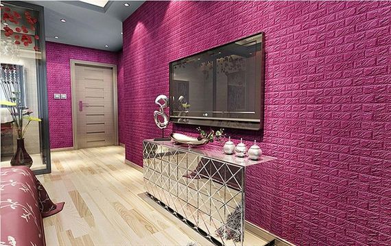 Декоративна 3D панель самоклейка під цеглу Фіолетовий 700х770х7мм (016-7) SW-00000062 | Зображення 2