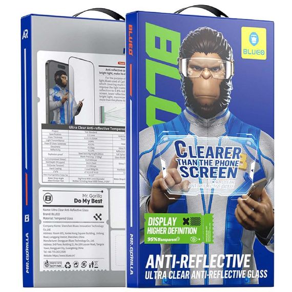 Захисне 2.5D скло Blueo AR Anti-Reflective HD для Apple iPhone 17 / 17 Pro / 16 Pro (6.3") Чорний | Зображення 1