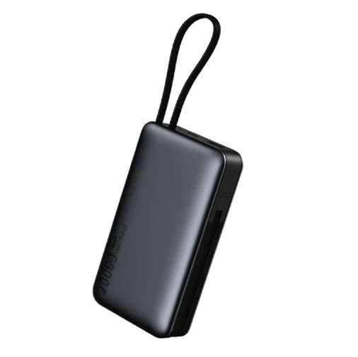 Повербанк TUGII Y45 20000mAh со встроенными кабелями поддержкой быстрой зарядки PD и QC 3.0 45 Вт Черный | Зображення 1