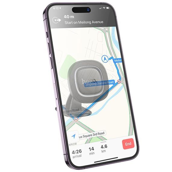 Автодержатель Hoco H73 Crown magnetic (center console) Black / Metal gray | Зображення 1