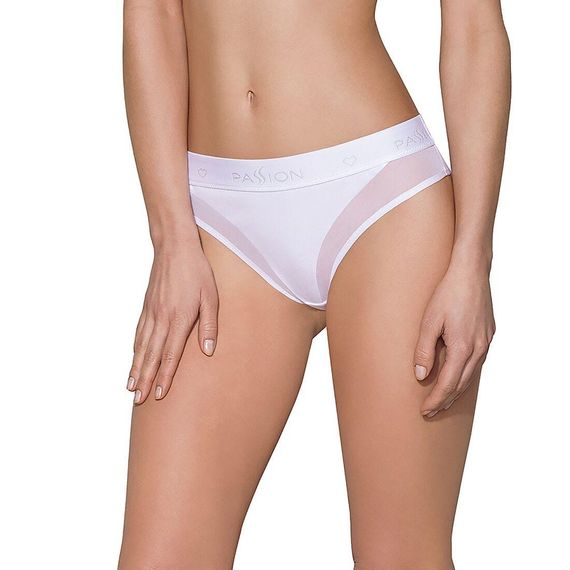 Трусики з прозорою вставкою Passion PANTIES white, L