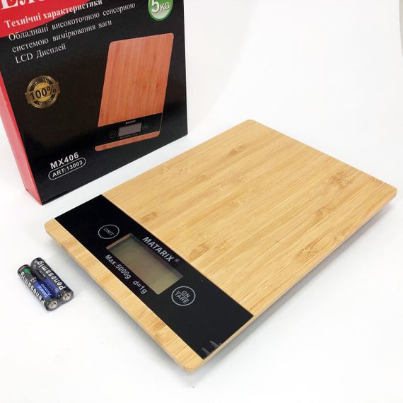 Весы кухонные MATARIX MX-406 5кг Wood, Кухонные весы для приготовления блюд, Весы для домашней кухни | Зображення 4