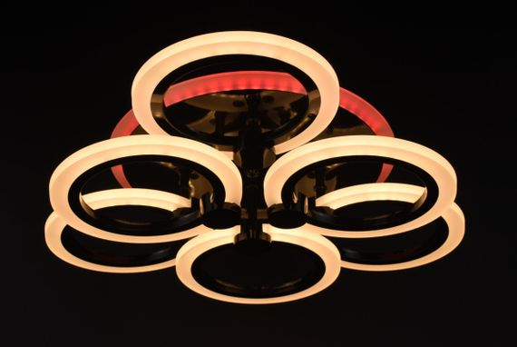 Люстра світлодіодна стельова LED світильник для квартири на стелю лед з пультом 26118 Чорний 11х47х47 см. | Зображення 9