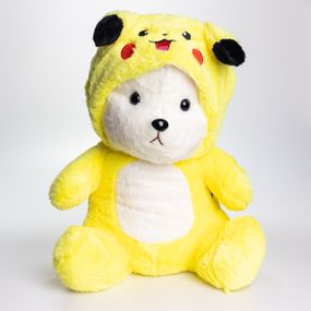 Мягкая игрушка-плед, подушка 3 в 1 Мишка Тедди в костюме Пикачу плед в игрушке 40×35×15 (см) детский плед игрушка Желтый 520-2Y