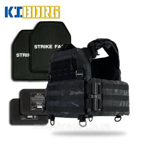 Комплект №5: Плитоноска Kiborg GU gen.2 з балістичним захистом та бронеплитами Black Multicam