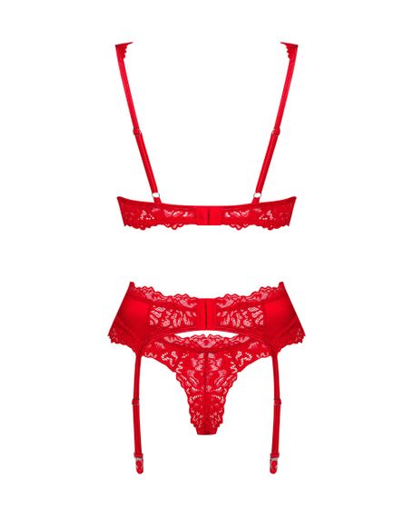 Комплект с поясом для чулок Obsessive Amor Cherris set Красный L/XL | Зображення 3