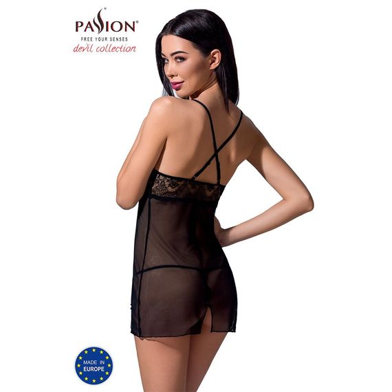 Прозора сорочка приталена QUENTRIS CHEMISE black XXL/XXXL - Passion Exclusive, трусики | Зображення 1