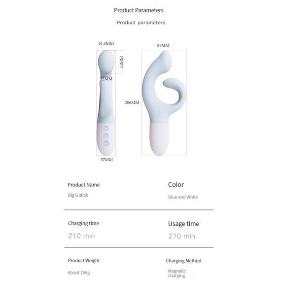 Вібратор-кролик KISTOY Big G з двома моторами для стимуляції точки G та клітора, водонепроникний IPX7 | Зображення 5