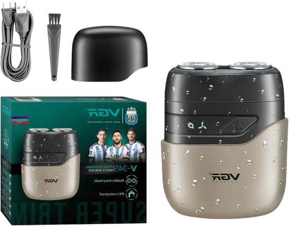 Електробритва роторна VGR V-345 GREY з водонепроникним корпусом IPX7 (45694-V-345 GREY_296)