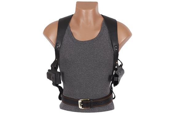 Кобура двостороння Форт-12 формована з кліпсою з чохлом під магазин (шкіра, чорна) MAS | Зображення 1