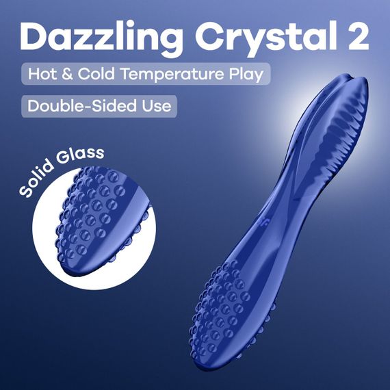 Двухсторонний стеклянный дилдо Satisfyer Dazzling Crystal 2 Transparent, Синий | Зображення 5