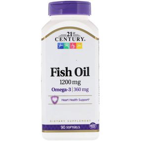 Омега 3 21st Century Fish Oil /Omega 3, 1200mg/360mg, Maximum Strength 90 Softgels
