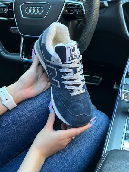 Жіночі кросівки 574 Grey Dark Blue Fur | Зображення 7