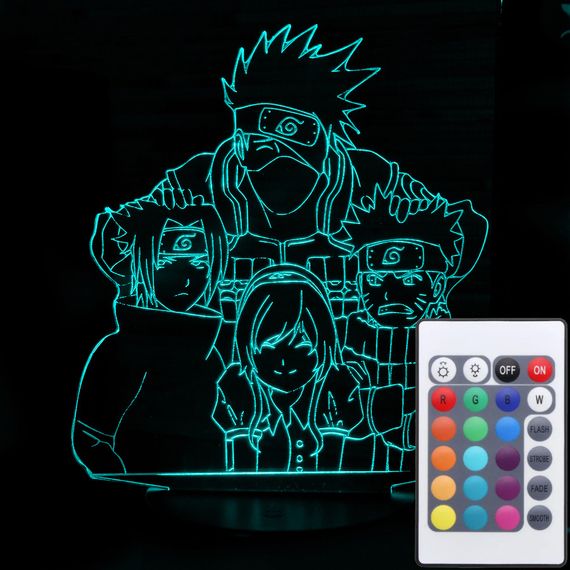 Акриловый светильник-ночник с пультом 16 цветов Какаши и Команда 7 tty-n001967