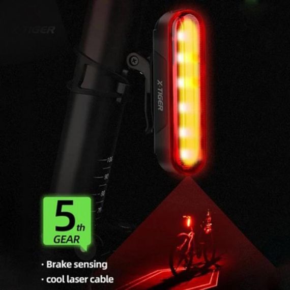 Велосипедный фонарь аккумуляторный LEADBIKE LD80-6LED с лазерной разметкой велофонарь, Фонарь стоп | Зображення 2