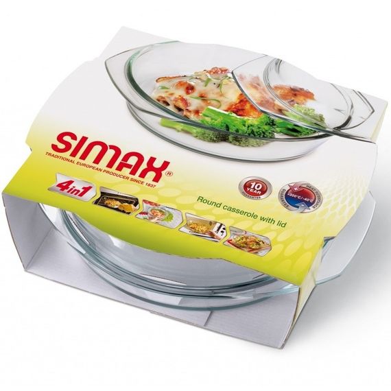 Форма для запекания жаропрочная стеклянная с крышкой круглая Simax 0.7 л 6056/6066 | Зображення 5
