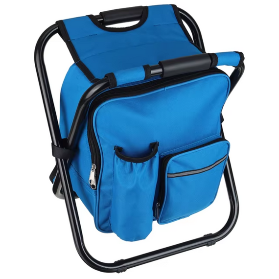 Туристичне рибальське крісло-термосумка-рюкзак, стілець для пікніка з термосумкою, чорний, зелений, синій | Зображення 5