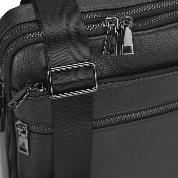 Мужская кожаная сумка Tiding Bag 412072 Черная | Зображення 7