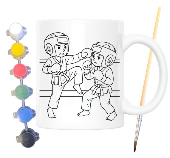 Набор для творчества кружка раскраска Кикбоксинг 330 мл белая (КР0115) | Зображення 1