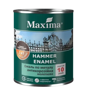 Емаль антикорозійна по металу 3в1, молоткова, темно-коричнева, ТМ"Maxima" - 0,75л