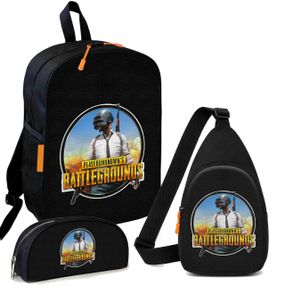 Набор PUBG 3 в 1: детский рюкзак + сумка-слинг + пенал, для мальчика и девочки 7–9 лет (6099)