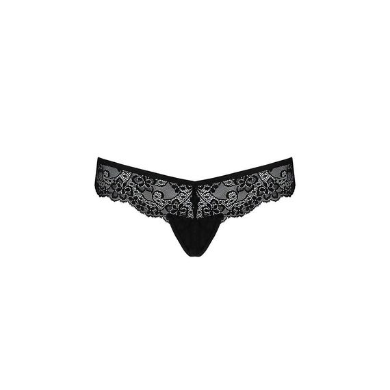 Кружевные трусики-танга с атласным бантиком Naja Thong black L/XL - Passion | Зображення 4